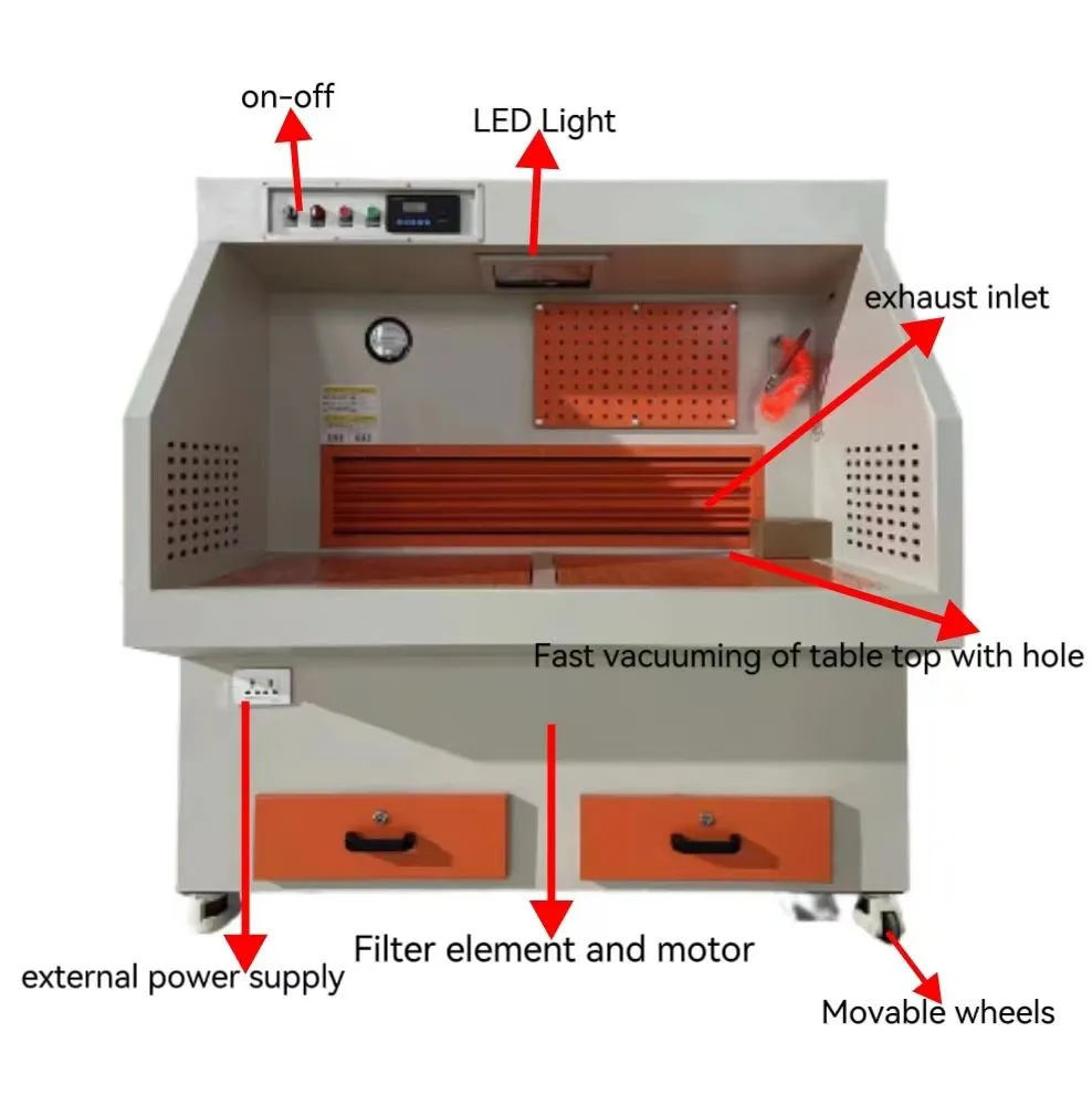 Downdraft Workbench for Polishing and Dust Removal High Suction Dust Collection Function Mobile Workbench